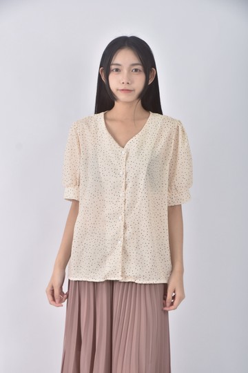(M) mao mao點點黃色短袖上衣