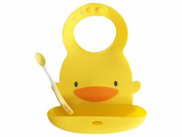 Piyo 黃色小鴨 Q圍兜+湯匙【悅兒園婦幼生活館】