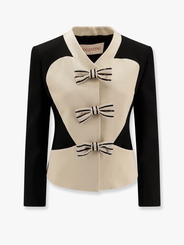 Crepe couture blazer with ottoman plastron and bows with sequins - VALENTINO - gender_Woman