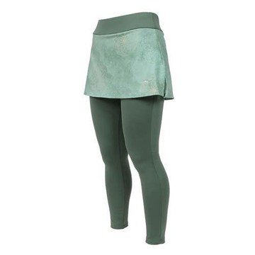 MIZUNO 女假兩件瑜珈緊身長褲裙-抗UV 慢跑 訓練 美津濃