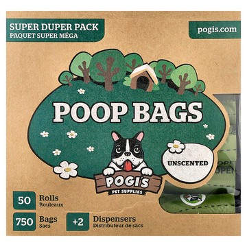 Pogi's Pet Supplies, 糞便袋，超級超值裝，無香型，50 卷，750 只，2 個分袋器