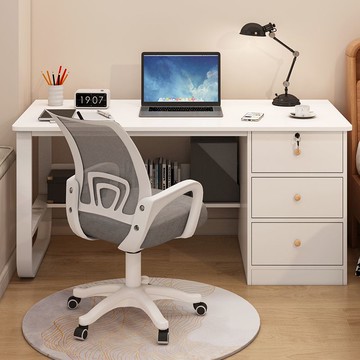 電腦桌臺式家用辦公桌現代簡約帶抽屜書桌桌椅組合臥室學生學習桌