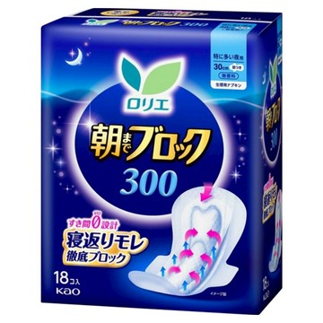 Laurier 蕾妮亞 超吸收防側漏衛生棉 護翼型 30cm 無香  夜用  18個裝  1個