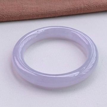 天然翡翠緬甸正品冰種紫羅蘭翡翠手鐲女圓條淡紫色翡翠旗艦玉鐲子
