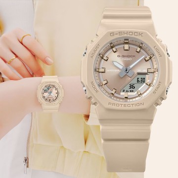 CASIO 卡西歐 G-SHOCK WOMEN 珍珠光澤 霧面金屬色雙顯錶-霧光金 GMA-P2100ST-9A