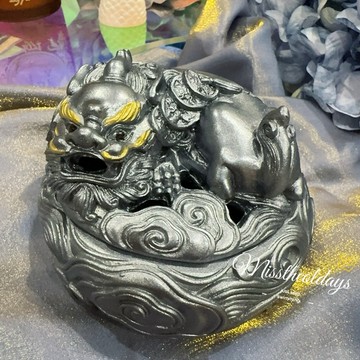 「周邊」霸氣置頂♾️10*7cm 洞徑7.5cm 招財神獸貔貅塔香盤 香爐供奉爐
