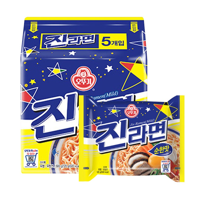 ジンラーメン マイルド味 甘口120g「5個」　韓国食品 韓国食材 韓国料理 韓国お土産 韓国ラーメン 非常食 防災用 防災グッズ 乾麺 インスタントラーメン 辛いラーメン 辛ラーメン ラーメン