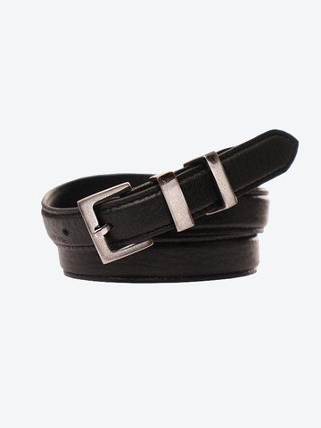 Leather Square Buckle Thin Belt (UTA-FM05) [Black]