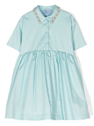 Mi Mi Sol - short-sleeve poplin dress - kids - Cotton/Cotton - 4 yrs - Blue