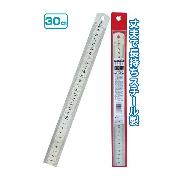 セット売り 12個セット スチール定規30cm（ケース付） ものさし