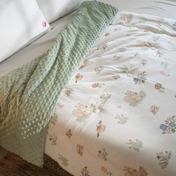 針織點點被【單人5x7尺】松鼠花園 點點絨顆粒觸感 安撫被