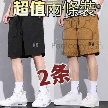 兩條裝 M-5XL美式工裝速乾短褲 夏季2026年爆款上新潮寬鬆直筒休閒速幹五分短褲男褲夏