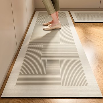 日式條紋廚房珪藻泥吸水地墊  彈柔柔軟  不易變形  快速吸乾水分  不易滋生細菌  60 x 40cm  逆向角落  1個