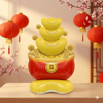 【隔日到貨🧾開發票】新年站立-金元寶盆氣球 春節氣球 金元寶盆氣球 招財氣球 新年氣球 氣球 鋁箔氣球 春節布置