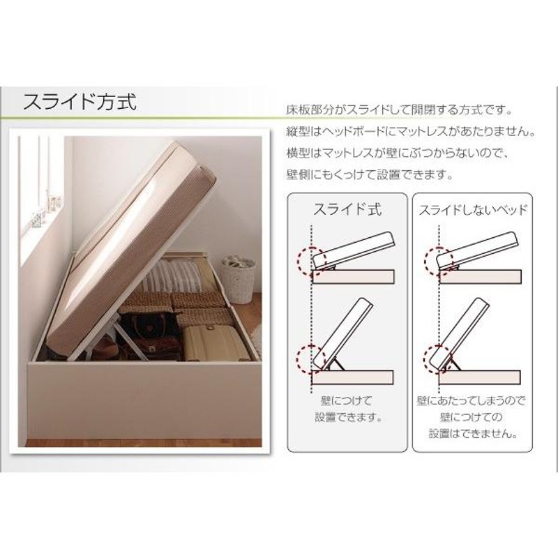 組立設置付) 国産跳ね上げ収納ベッド セミシングルベッド マットレス