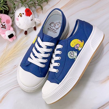 Paidal x卡娜赫拉的小動物 恐龍系列綁帶厚底休閒鞋帆布鞋-經典藍