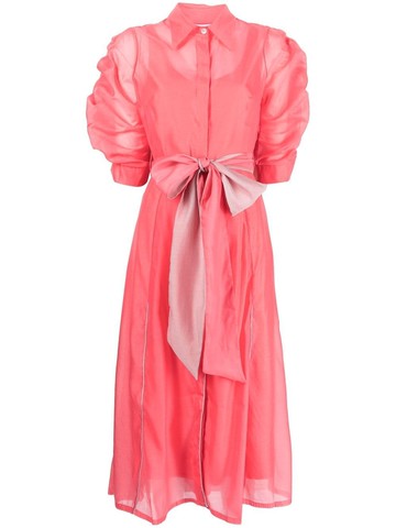 Baruni - Tena belted dress - women - Rayon/Cotton/Polyester - XS - SALMON