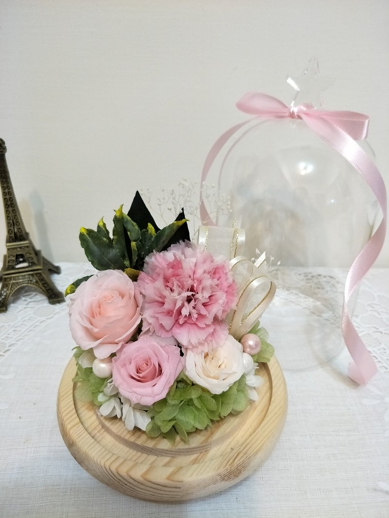 l 溫馨の夜康乃馨 玻璃罩燈飾燈 l *母親節*不凋花*永生花