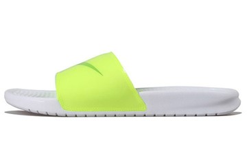 NIKE BENASSI JDI PRINT FLUORESCENCE YELLOW SLIPPERS VOLT-WHITE