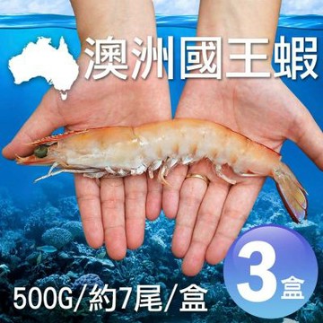 築地一番鮮-澳洲大堡礁｜野生｜國王蝦500g ｜3盒｜約7尾