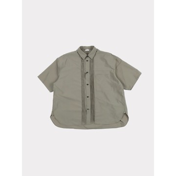 日本Kontor再生尼龍立挺衣襟細褶層次剪裁短袖襯衫