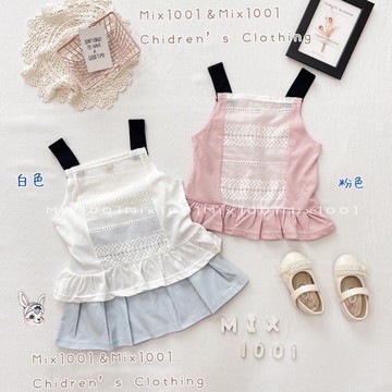 🦄✨微透 細肩帶造型緹花背心上衣✨兒童無袖上衣 5-17