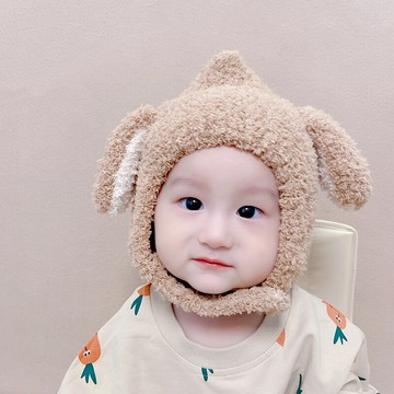 嬰兒帽子秋冬可愛1-2歲兒童毛線帽男童保暖護耳防風女寶寶毛絨帽
