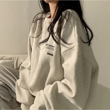 【🍇精選】微胖mm 韓版衛衣女 長袖大學T 圓領長袖上頭 秋冬季 oversize 大碼寬鬆衛衣 遮肉顯瘦 保暖 加絨