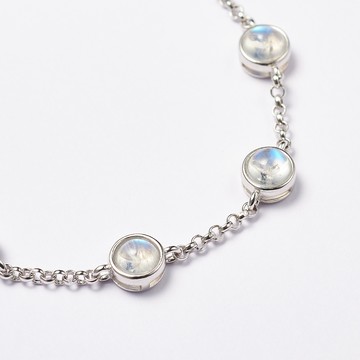 月光石手鍊 |月光石 透體強藍光 寶石手鍊 925純銀 Q24AF28-961