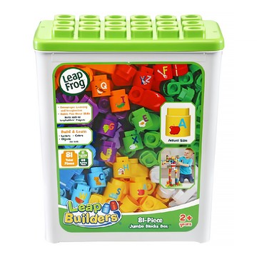 LeapFrog 跳跳蛙 小小建築師 豪華積木補充盒，81個積木零件，13個雙面認知有聲積木  綠色  1盒
