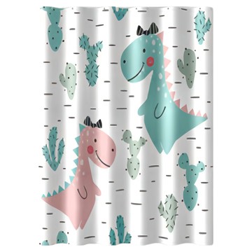 創意浴簾 Y087款 附掛鉤  180 x 200cm  玩趣恐龍  1個