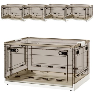 ONE HOUSE 加固款五開門咖啡箱體折疊收納箱 5入組 OH-Q244-A5D 45L  53 x 36.5 x 31cm  簡約白  5個