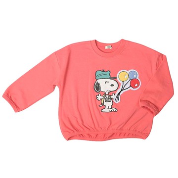 akachan honpo - 休閒上衣-史努比 凸毛繡-紅色