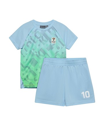 藍色透氣排汗短袖運動套裝128cm