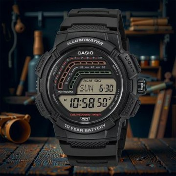 CASIO 卡西歐 復古風大顯示幕手錶 電子錶 開學換新季 送禮推薦-黑 WS-1800-1A