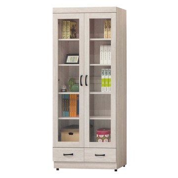 文創集 楚門2.7尺二門下二抽書櫃/收納櫃(三色可選)-80x32x185cm免組