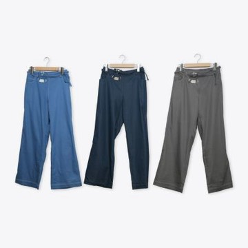 【Dailo】夏日熊腰帶仿牛仔寬鬆微喇叭褲 淺藍 深藍 灰