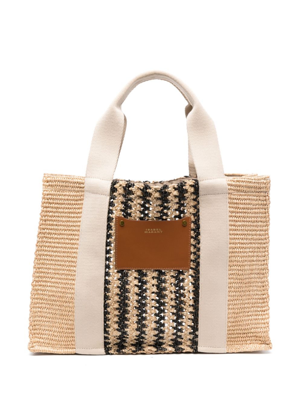 ISABEL MARANT - Aruba woven beach bag - women - Polyamide/Cotton/Calf Leather/Cotton/Polyester - One Size - Neutrals