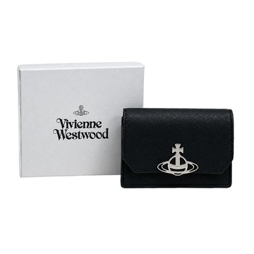 Vivienne Westwood 簡約土星LOGO土星LOGO防刮卡片夾-黑