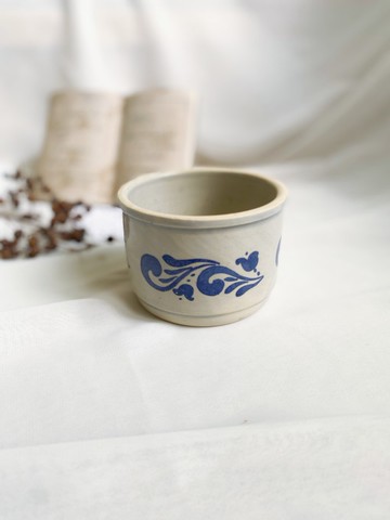 【好日戀物】德國帶回手作鹽釉手繪鈷藍色花紋碗