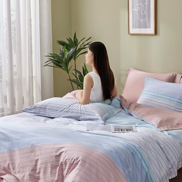 miile美麗棉系列-甜蜜戀曲 / 美國棉四件式兩用被床包枕套組 / 雙人標準