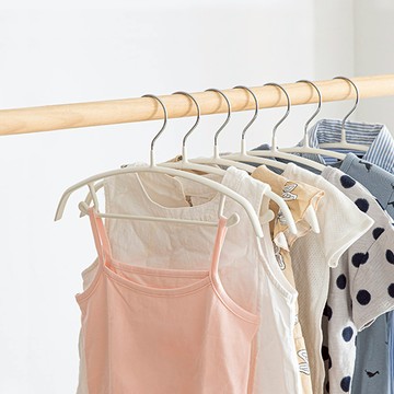 日本 霜山 兒童款防滑無痕型多功能套裝衣架 褲架 15入