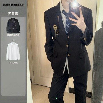 【二十三歲】臺灣出貨三件套【愛神丘比特】以神之名DKJK男女黑西服外套百搭日系學院風