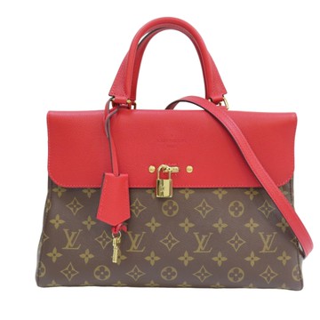 【二手名牌BRAND OFF】LOUIS VUITTON LV 路易威登【激安價】棕紅色 原花帆布 兩用包 金扣 M41738