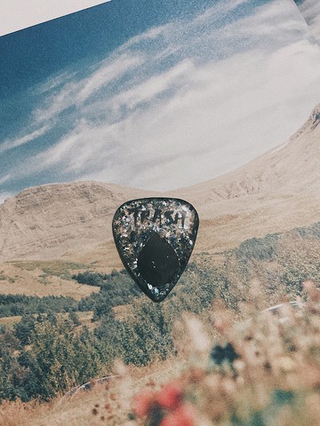 【客製化禮物】碳黑碎石繡球花單葉押花結他撥片 Guitar Pick