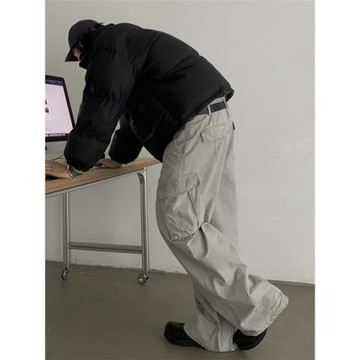 INKNOTS美式復古水洗做舊廓形工裝褲男女寬松直筒休閑Vintage褲子