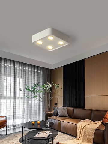 極簡無主燈客廳照明方形斗膽燈格柵燈吸頂射燈led天花燈明裝筒燈