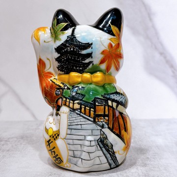 【紅葉清福】日本清水燒招財貓 | 色繪 京都八板之貓