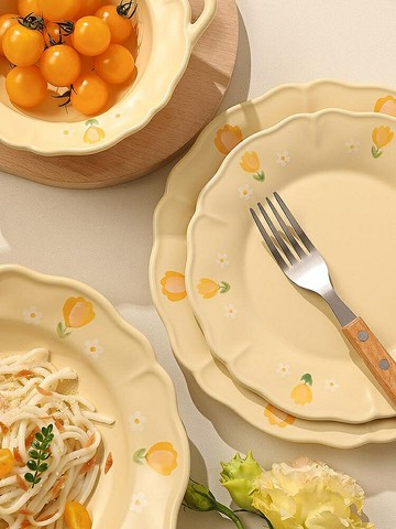 餐盤 法式餐盤西餐盤子高級感意大利面盤家用餐具陶瓷菜盤甜品盤蛋糕盤