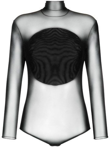 Ioana Ciolacu - high-neck long-sleeve sheer body - women - Fabric - M - Black